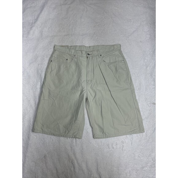 Levi's 569 Loose Fit Straight Leg Khaki Sand Tan Denim Jean Shorts Men's Size 38 - Picture 1 of 7